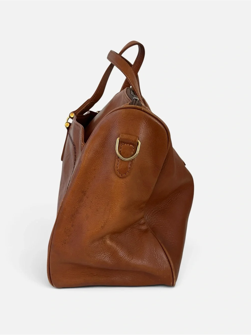 Tan Brown Leather Travel Tote